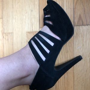 Black Suede Strappy Heels
